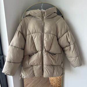 Zara Cream Hooded Puffer Jacket